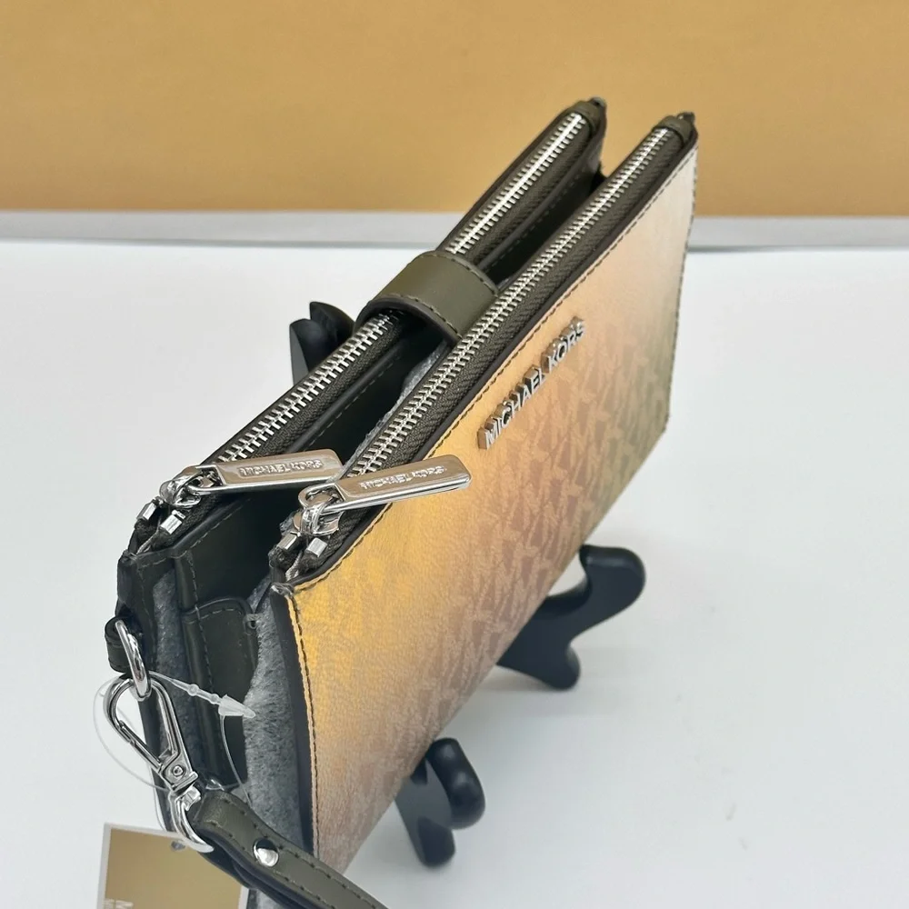 Michael Kors Olive Multi Double Zip Wristlet